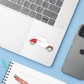 Oldtimer 2CV Dolly Rot Aufkleber (Laptop mit iPhone)