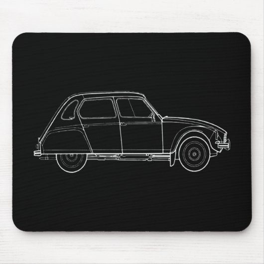 Oldtimer 2cv Dyane 6 Retro-Illustration Mousepad (Vorne)