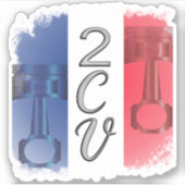 Oldtimer 2cv Ente Frankreich Flagge  Aufkleber (Vorderseite)