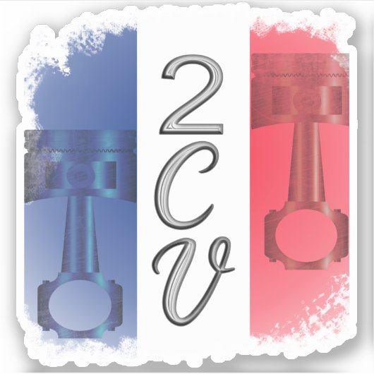 Oldtimer 2cv Ente Frankreich Flagge  Aufkleber (Vorderseite)