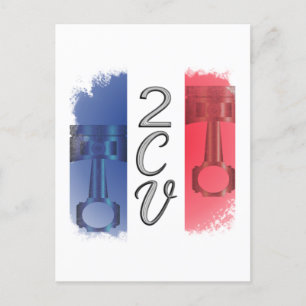 Oldtimer 2cv Ente Frankreich Flagge  Postkarte