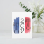 Oldtimer 2cv Ente Frankreich Flagge  Postkarte (Stehend Vorderseite)