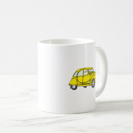 Oldtimer 2cv Ente Gelb Kaffeetasse (VorderseiteRechts)