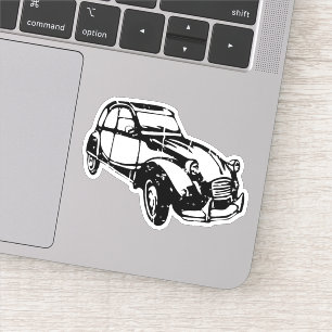 Oldtimer 2cv Ente Linienzeichnung Schwarz Aufkleber
