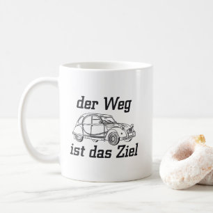 Oldtimer 2cv Ente Linienzeichnung Slogan Kaffeetasse