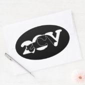 Oldtimer 2cv Ente Schatten Weiss Ovaler Aufkleber (Umschlag)