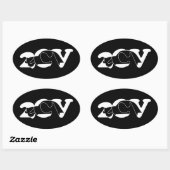 Oldtimer 2cv Ente Schatten Weiss Ovaler Aufkleber (Blatt)