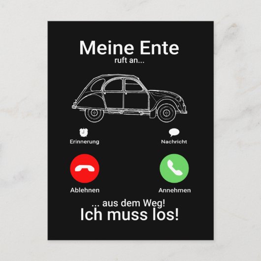 Oldtimer 2cv Ente Silhouette Smartphone Postkarte (Vorderseite)