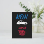 Oldtimer 2cv Ente Tricolore Mon amour Postkarte (Stehend Vorderseite)