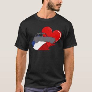 Oldtimer 2cv Frankreich Flagge mit Herz T-Shirt