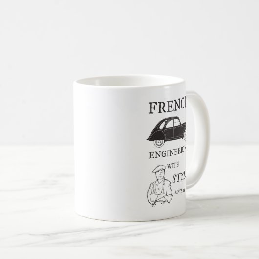 Oldtimer 2cv French engineering Retro Kaffeetasse (VorderseiteRechts)