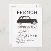 Oldtimer 2cv French engineering Retro Postkarte (Vorne/Hinten)