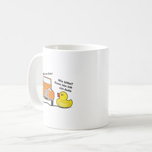 Oldtimer 2cv Ich bin eine Ente Humor Kaffeetasse (Vorderseite Links)