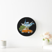 Oldtimer 2cv Landschaft Illustration Runde Wanduhr (Zuhause)