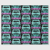 Oldtimer 2cv Retro Neon Deux Chevaux Geschenkpapier (Flach)