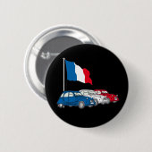 Oldtimer 2CV Trio Frankreich Flagge Button (Vorne & Hinten)
