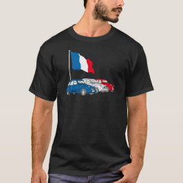 Oldtimer 2CV Trio Frankreich Flagge T-Shirt