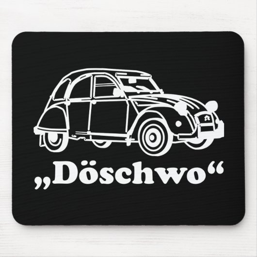 Oldtimer 2cv Weisse Döschwo Silhouette Mousepad (Vorne)
