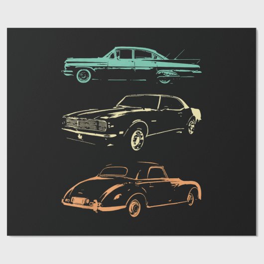Oldtimer - 80er & 90er Grafik Retro Geschenkpapier (Flach)