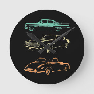 Oldtimer - 80er & 90er Grafik Retro Runde Wanduhr