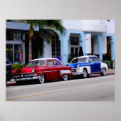 Oldtimer am Ocean Drive Miami Beach Poster (Vorne)