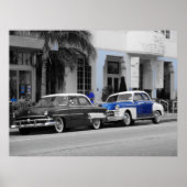 Oldtimer am Ocean Drive Miami Beach Poster (Vorne)