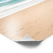 Oldtimer am Strand mit Surfbrett Fotodruck (Ecke)