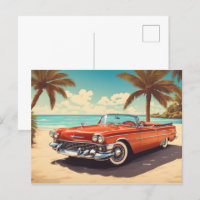 Oldtimer am Strand mit Surfbrett