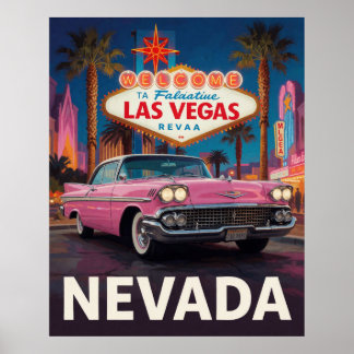 🎰 Oldtimer Auto Nevada Retro Straße Poster