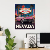 🎰 Oldtimer Auto Nevada Retro Straße Poster (Heimbüro)