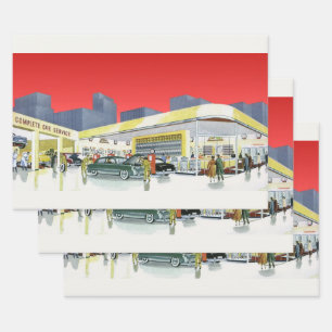 Oldtimer-Automechanik Kompletter Autodienst Werkst Geschenkpapier Set