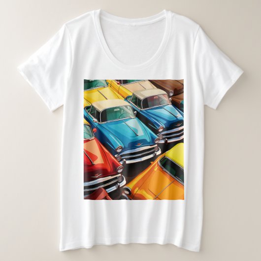 Oldtimer-Autos Muster Große Größe T-Shirt (Design vorne)