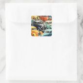 Oldtimer-Autos Muster Quadratischer Aufkleber (Tasche)