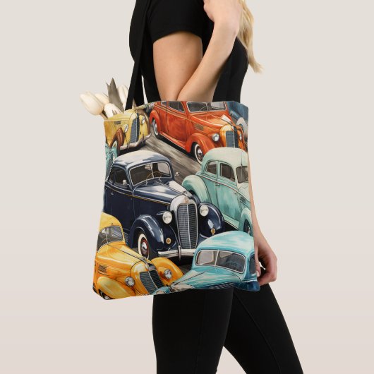 Oldtimer-Autos Muster Tasche (Von Nahem)
