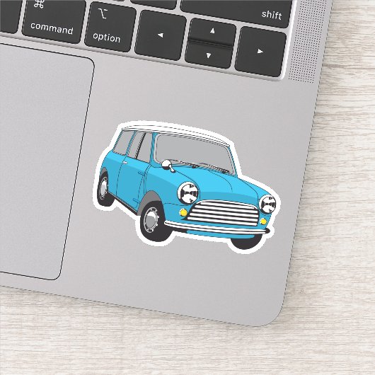 Oldtimer Blauer British Mini Cooper Aufkleber (Detail)