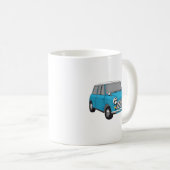 Oldtimer Blauer British Mini Cooper Kaffeetasse (VorderseiteRechts)