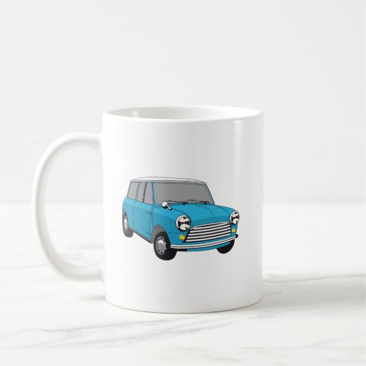 Oldtimer Blauer British Mini Cooper Kaffeetasse (Links)