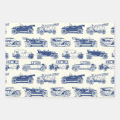 Oldtimer Blaues Vintage-Automodell Geschenkpapier Set (Vorderseite 3)