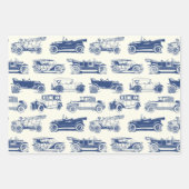 Oldtimer Blaues Vintage-Automodell Geschenkpapier Set (Vorderseite)