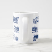 Oldtimer Blaues weißes Vintage-Muster Jumbo-Tasse (Rückseite)