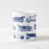 Oldtimer Blaues weißes Vintage-Muster Jumbo-Tasse (Vorderseite)