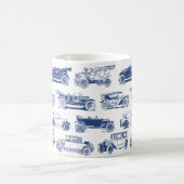 Oldtimer Blaues weißes Vintage-Muster Kaffeetasse (Mittel)