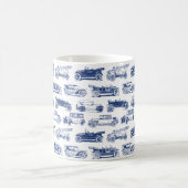Oldtimer Blaues weißes Vintage-Muster Kaffeetasse (Mittel)