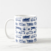 Oldtimer Blaues weißes Vintage-Muster Kaffeetasse (Links)