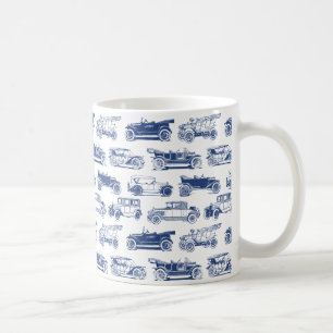 Oldtimer Blaues weißes Vintage-Muster Kaffeetasse