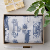 Oldtimer Blaues weißes Vintage-Muster Seidenpapier (Geschenk)