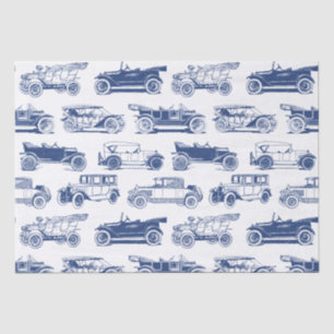 Oldtimer Blaues weißes Vintage-Muster Seidenpapier
