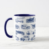 Oldtimer Blaues weißes Vintage-Muster Tasse (Links)