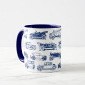 Oldtimer Blaues weißes Vintage-Muster Tasse (Vorderseite Links)
