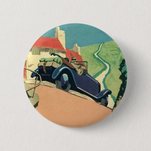 Oldtimer-Cabrio-Autorundfahrt auf dem Land Button